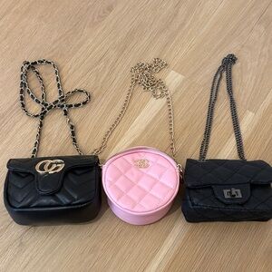Chic Black and Pink Quilted Crossbody Bags